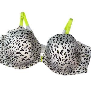 Torrid Women's Push Up Bra 50DD Leopard Neon Yellow Plunge